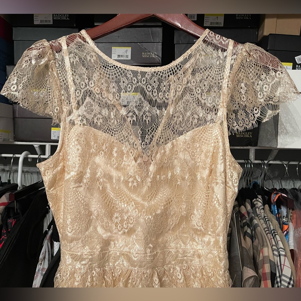 NWT Romantic Daydreamer Champagne Lace Tiered Maxi Dress - Picture 4 of 14